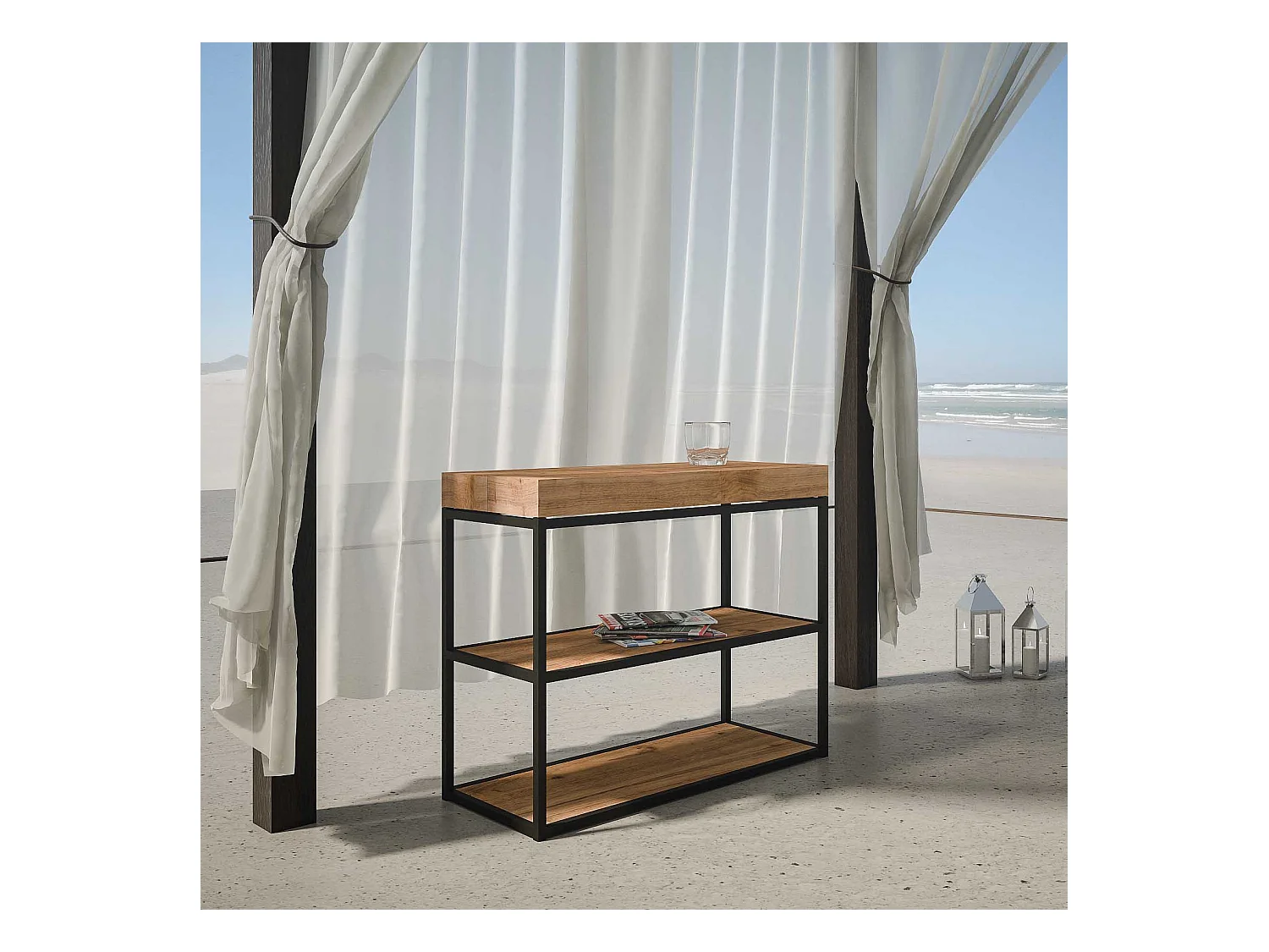 Console Camelia Sapin Teinté cadre Anthracite