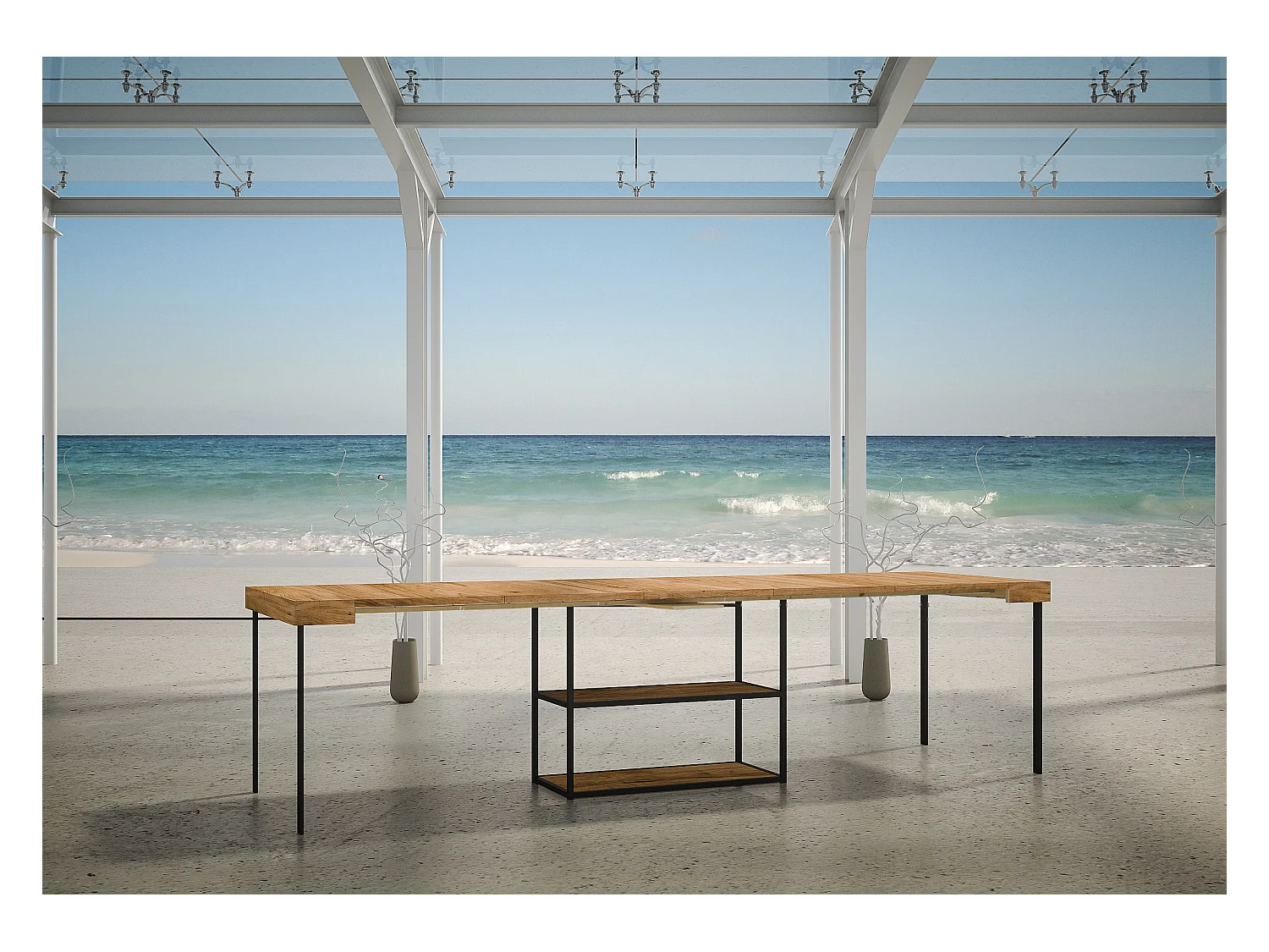 Console Camelia Sapin Teinté cadre Anthracite