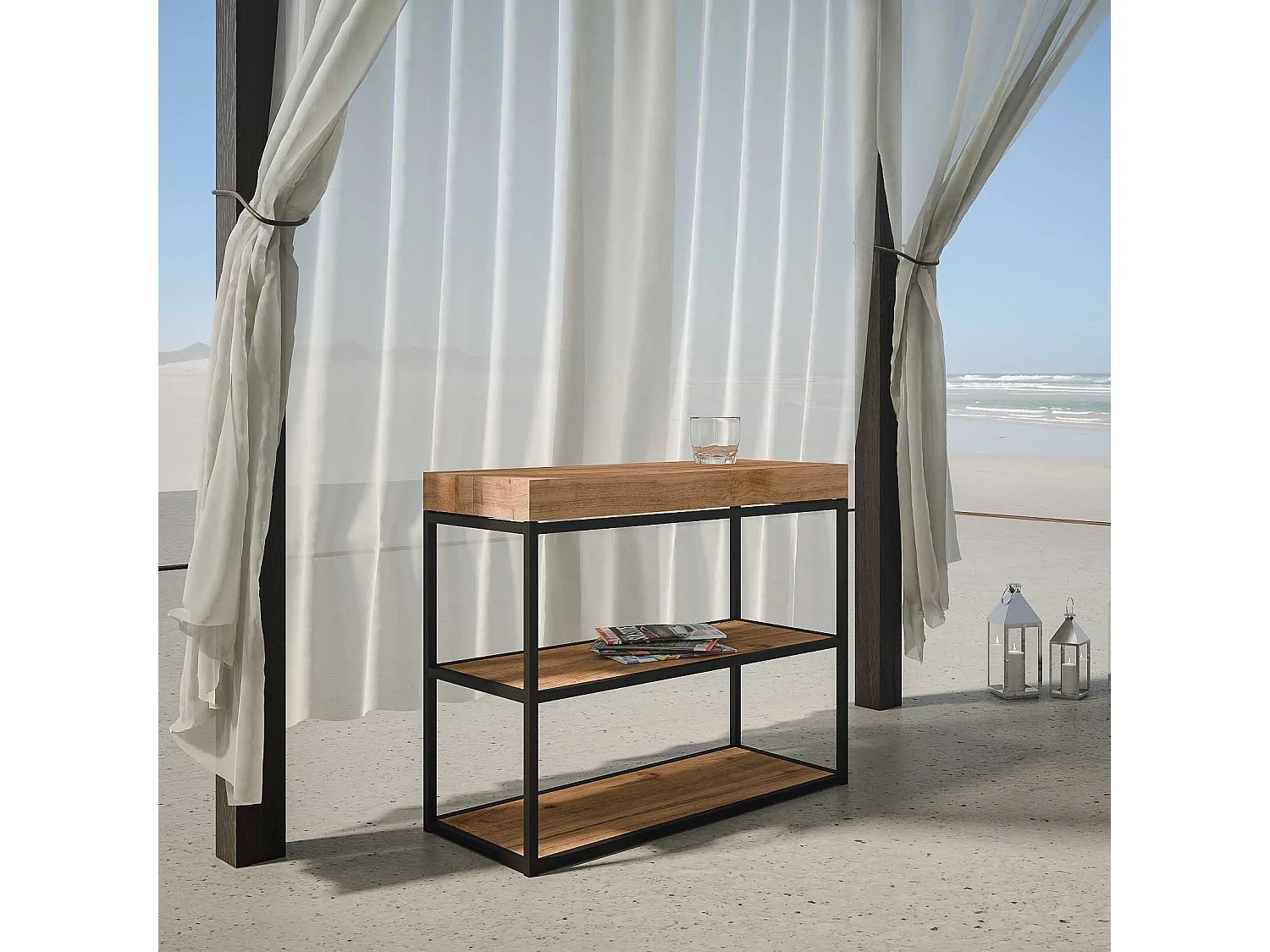 Console Camelia Sapin Teinté cadre Anthracite