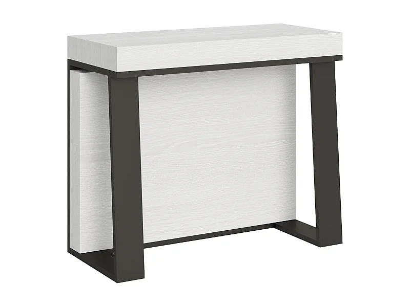 Uitschuifbare sidetable 90x40/288 cm Asia eiken wit met antraciet frame