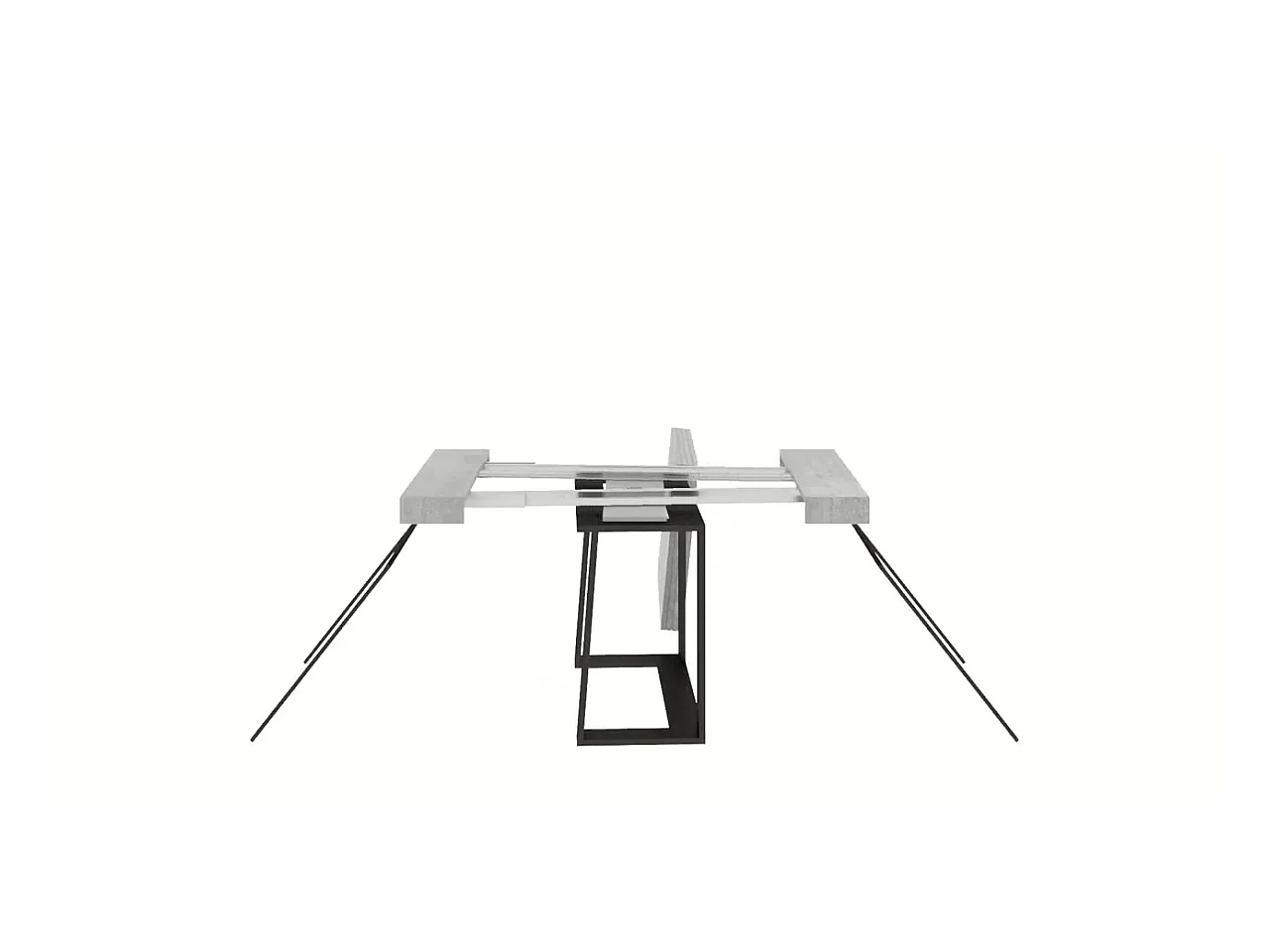 Console extensible 90x40/288 cm Asia Frêne Blanc rallonges internes cadre Anthracite