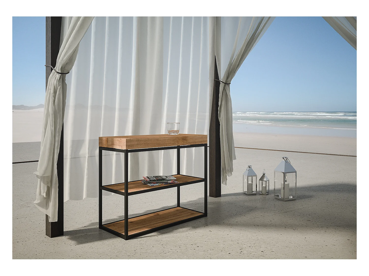 Console Camelia Small Premium Sapin Teinté cadre Anthracite