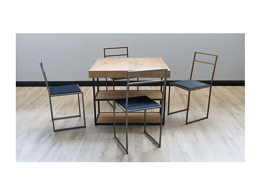 Consola extensible de madera maciza oscura con patas de acero antracita de 40 a 190 cm Kanel - Premium-Versión Premium