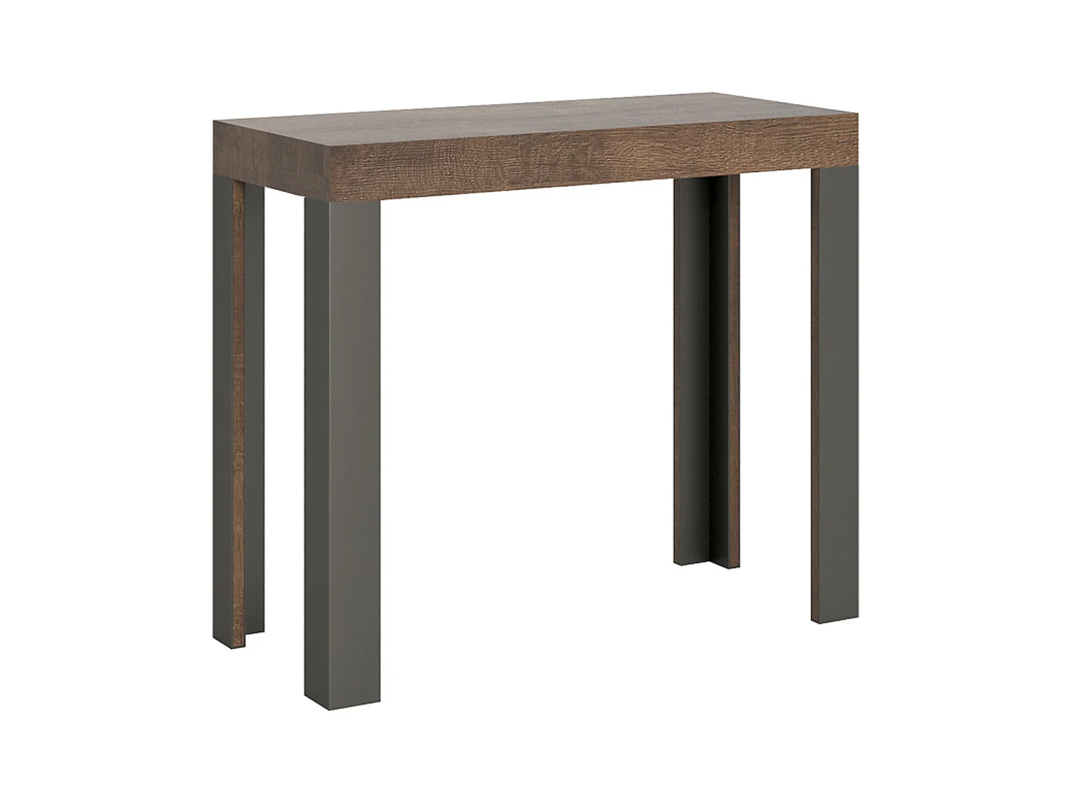 Console extensible 90x40/196 cm Linea Small Noyer cadre Anthracite