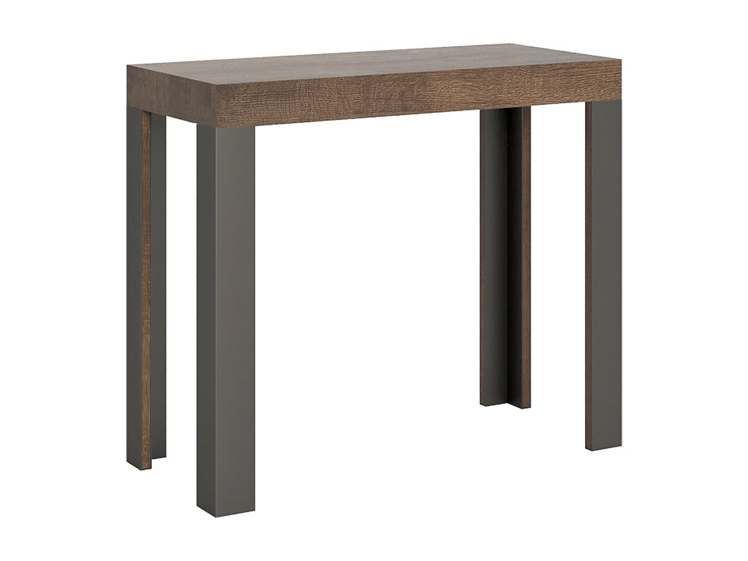Uitschuifbare sidetable 90x40/196 cm Linea Small walnoot met antraciet frame