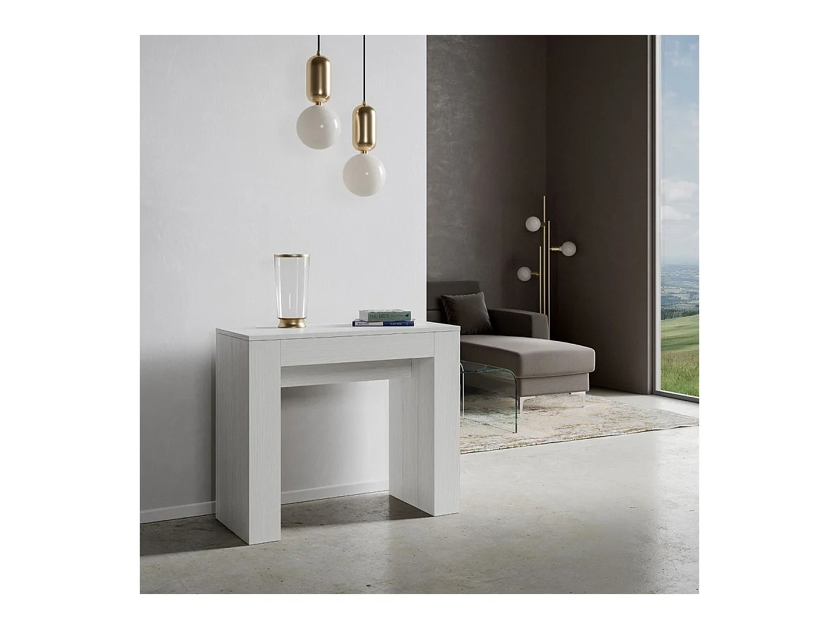 Uitschuifbare sidetable 90x42/302 cm Modem eiken wit