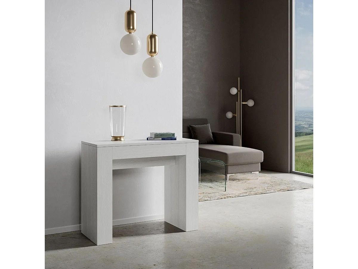 Konsola rozkładana 90x42/302 cm Modem Frassino biała