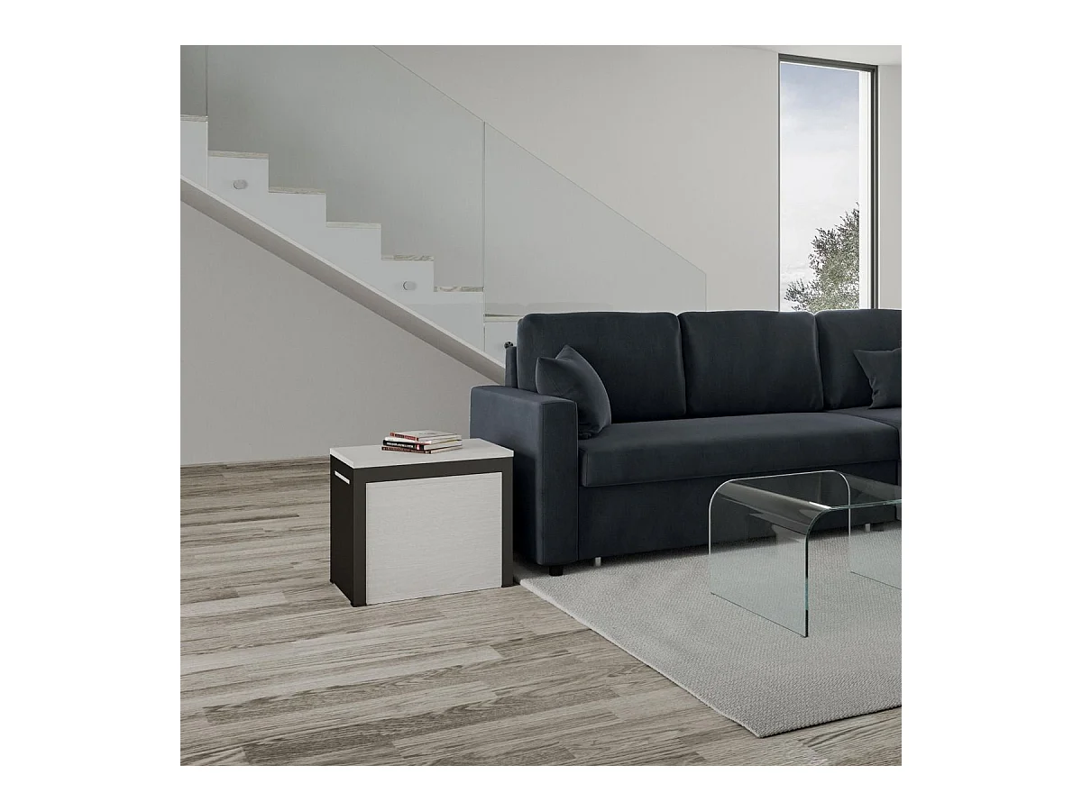 Uitschuifbare zitbank 55x40/305 cm Walk eiken wit met antraciet frame