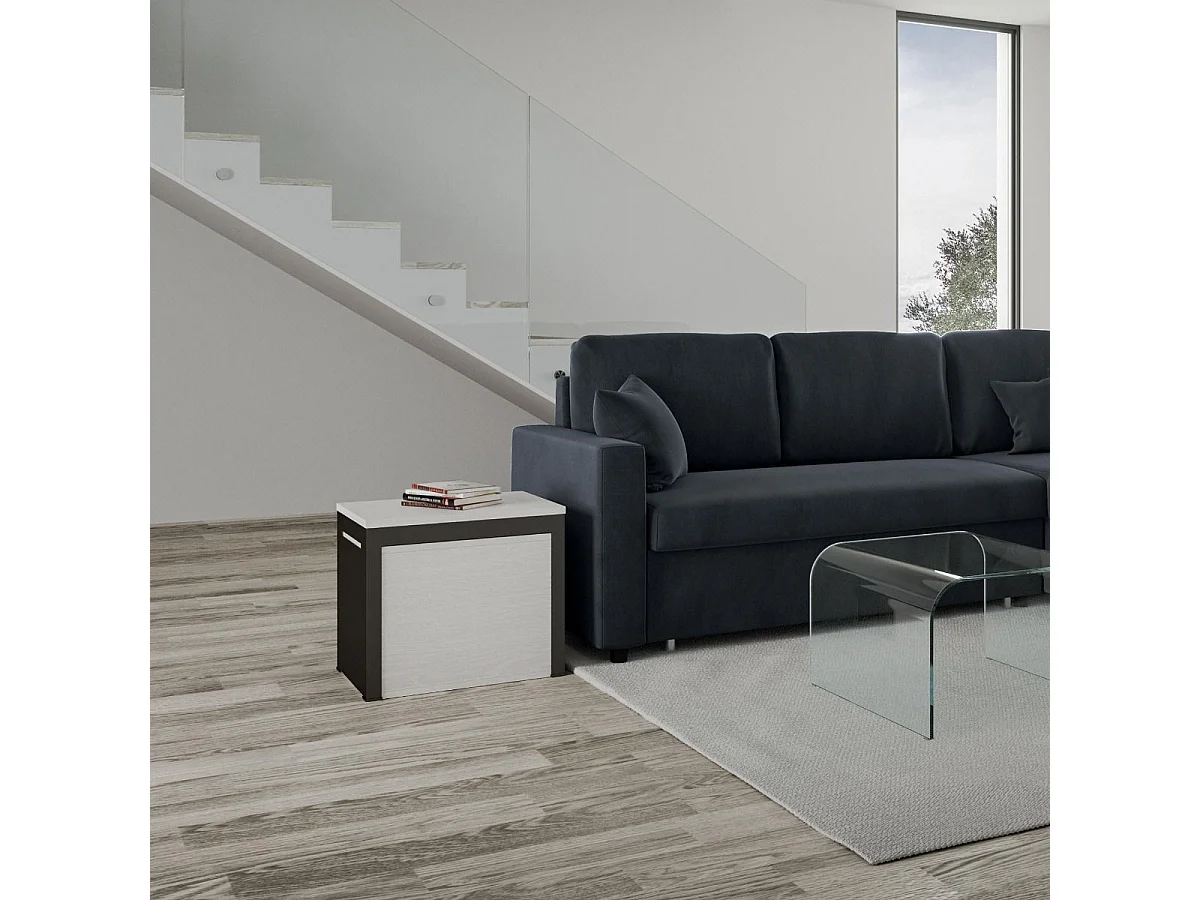 Uitschuifbare zitbank 55x40/305 cm Walk eiken wit met antraciet frame