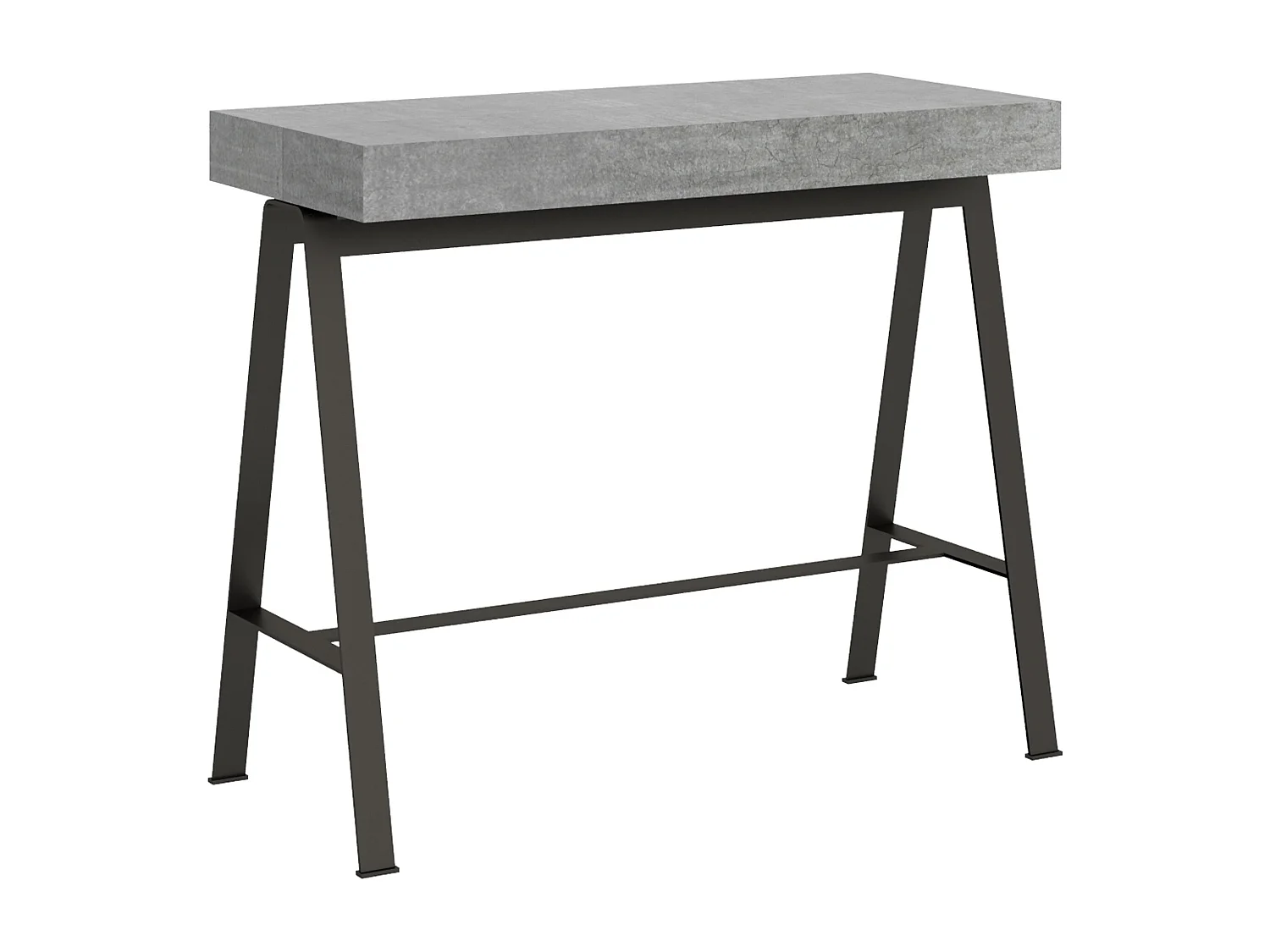 Console extensible 90x40/196 cm Banco Small Gris Béton cadre Anthracite