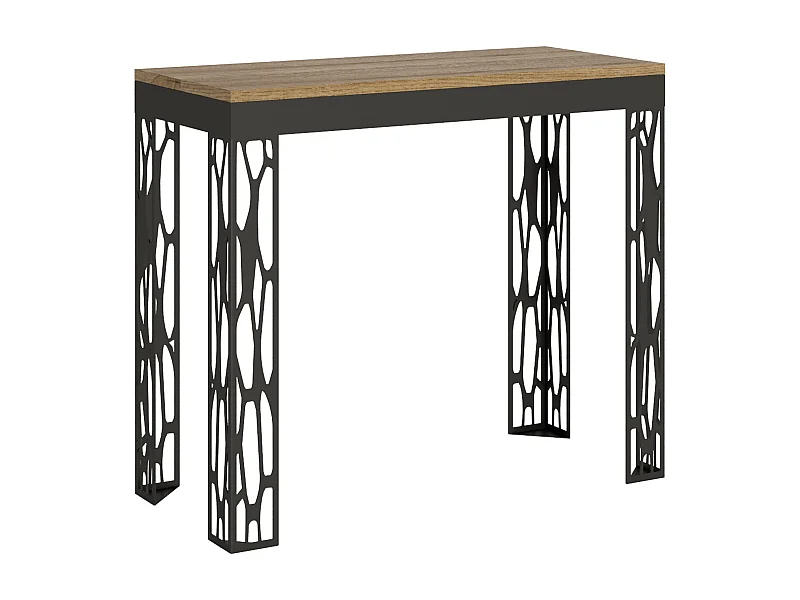 Uitschuifbare sidetable 90x40/300 cm Ghibli Evolution natuur eiken met antraciet frame
