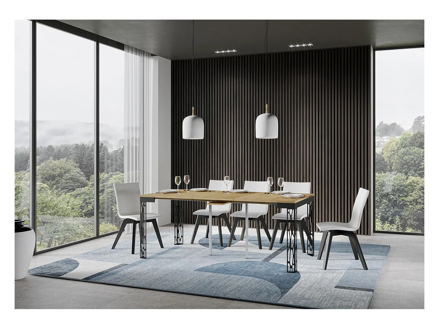 Console extensible 90x40/300 cm Ghibli Evolution Chêne Nature cadre Anthracite