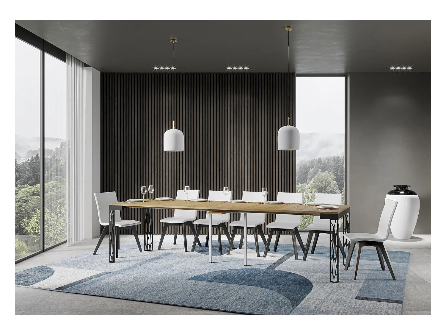 Console extensible 90x40/300 cm Ghibli Evolution Chêne Nature cadre Anthracite