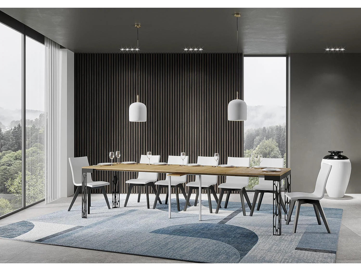 Console extensible 90x40/300 cm Ghibli Evolution Chêne Nature cadre Anthracite