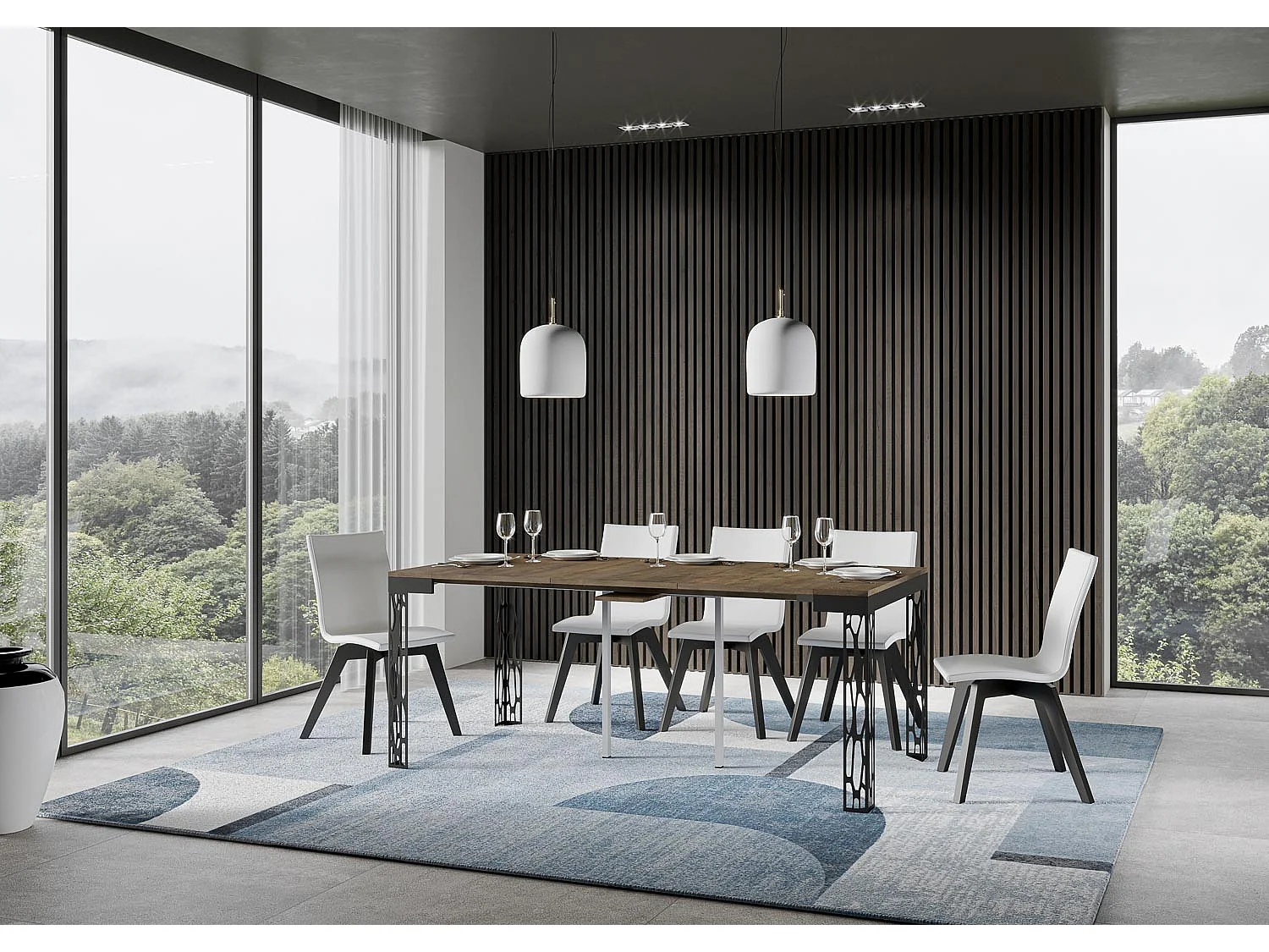 Console extensible 90x40/300 cm Ghibli Evolution Noyer cadre Anthracite