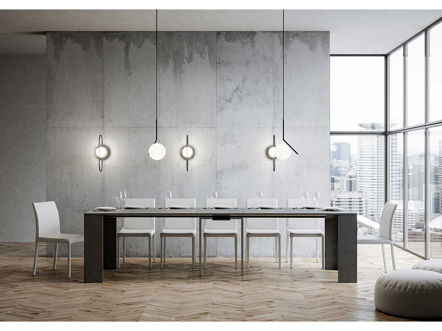 Console extensible 90x42/302 cm Emy Anthracite Spatulé