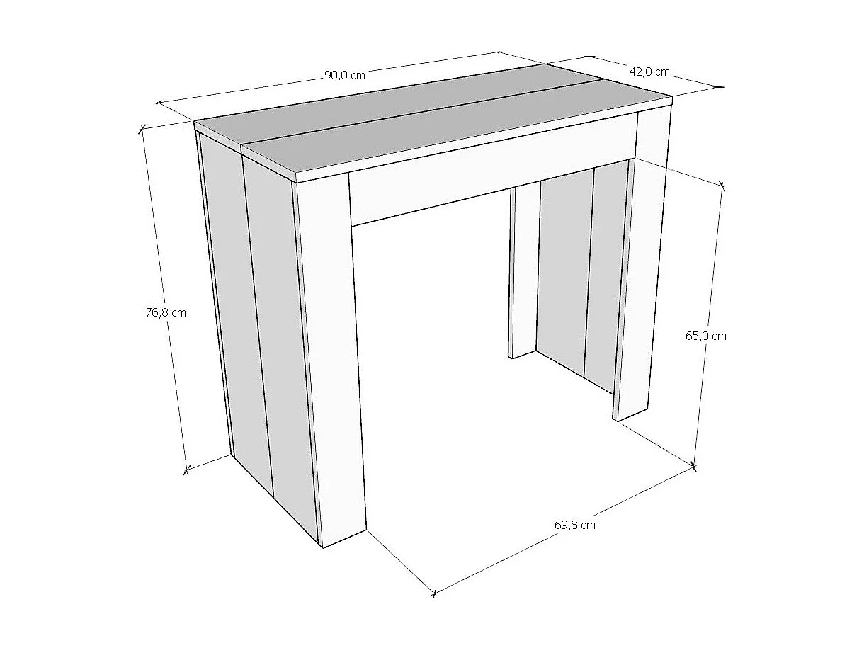 Console extensible 90x42/302 cm Emy Anthracite Spatulé
