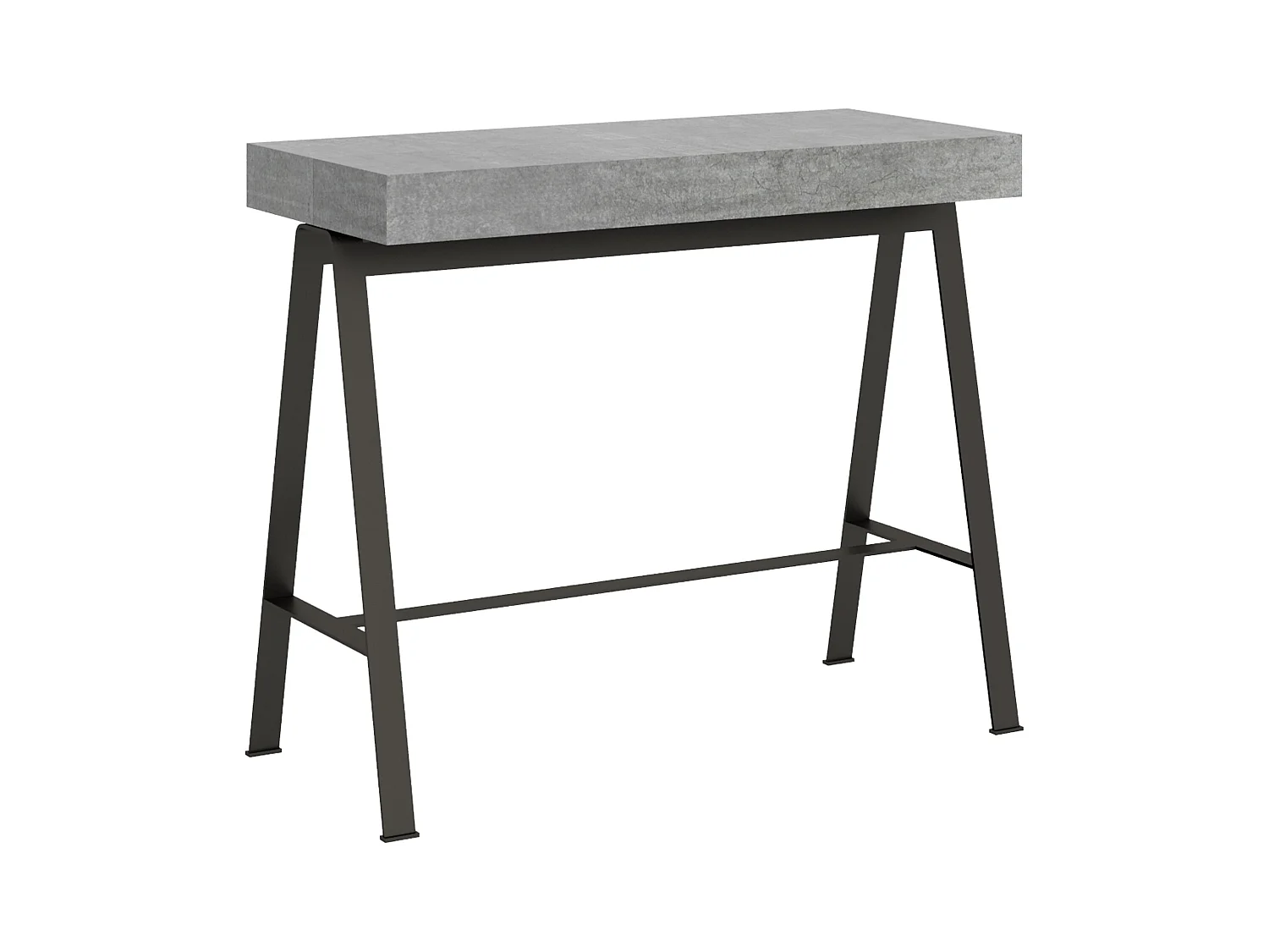 Console extensible 90x40/300 cm Banco Gris Béton cadre Anthracite