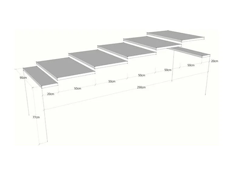 Uitschuifbare console in massief bruin dennenhout en antraciet stalen poten 40 tot 290 cm Mimo-Versie Basis