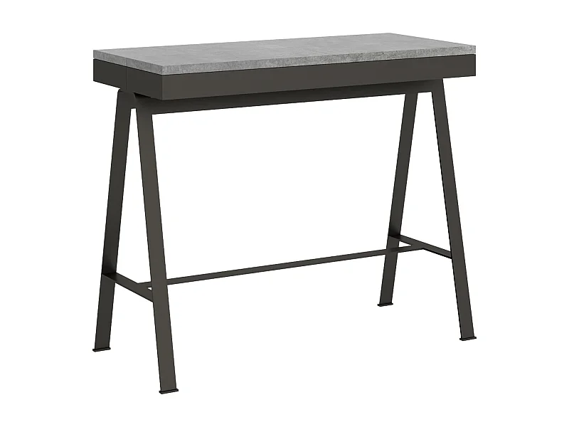 Ausziehbarer Konsolentisch 90x40/196 cm Banco Evolution Small Zement mit Eisenrahmen aus Anthrazit