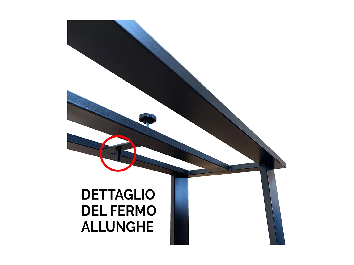 Console extensible 90x40/288 cm Asia Gris Béton rallonges internes cadre Anthracite