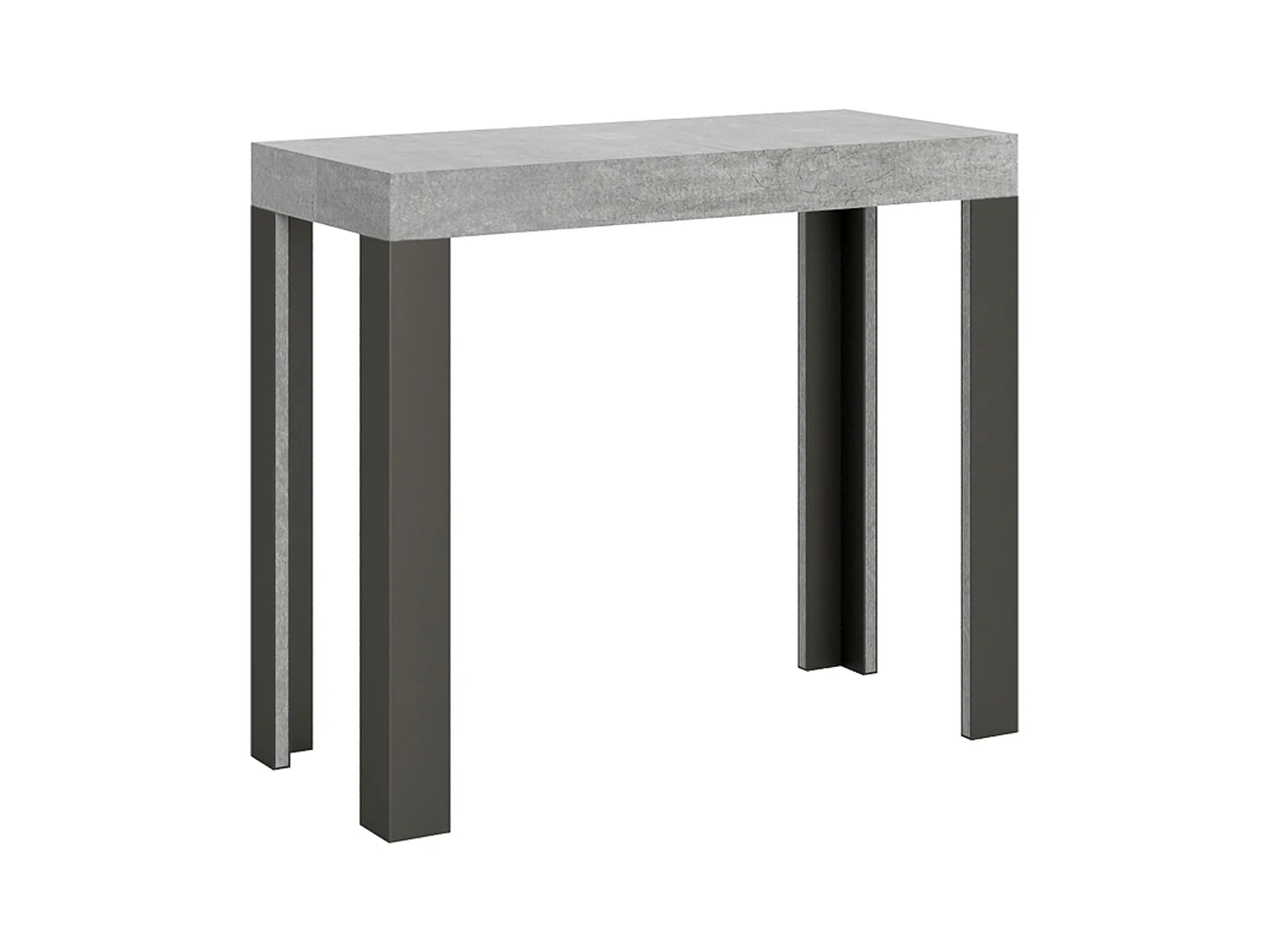 Uitschuifbare sidetable 90x40/196 cm Linea Small cement met antraciet frame