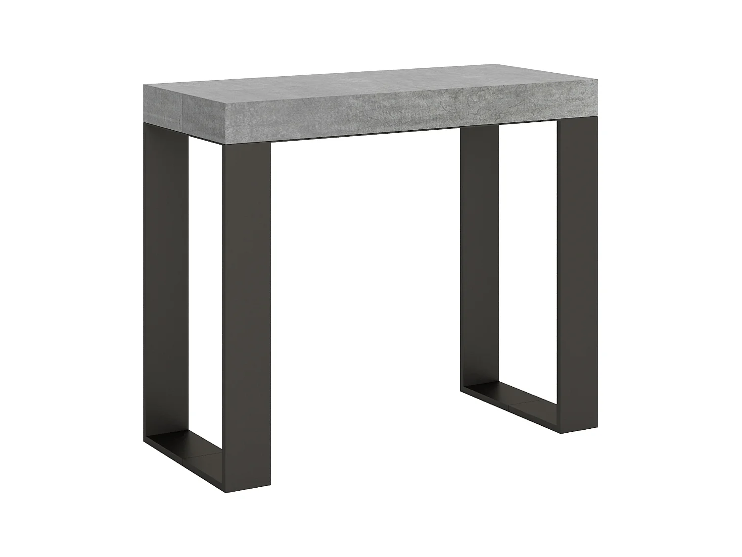Console extensible 90x40/196 cm Tecno Small Gris Béton cadre Anthracite