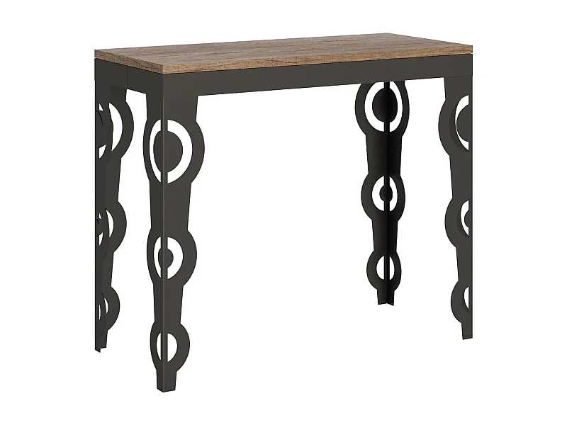 Console extensible 90x40/300 cm Karamay Evolution Chêne Nature cadre Anthracite