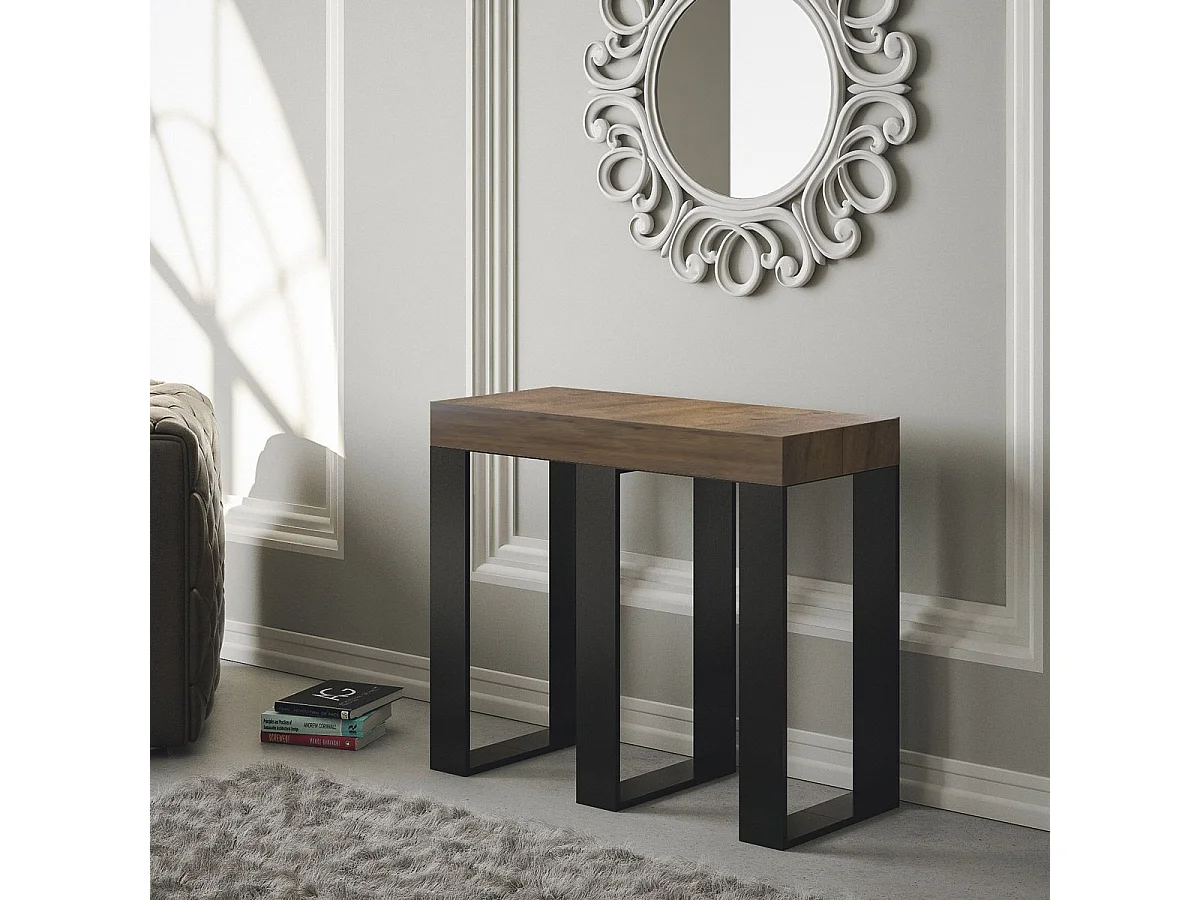 Consola extensible 90x40/196 cm Sintesi Small Nogal estructura Antracita