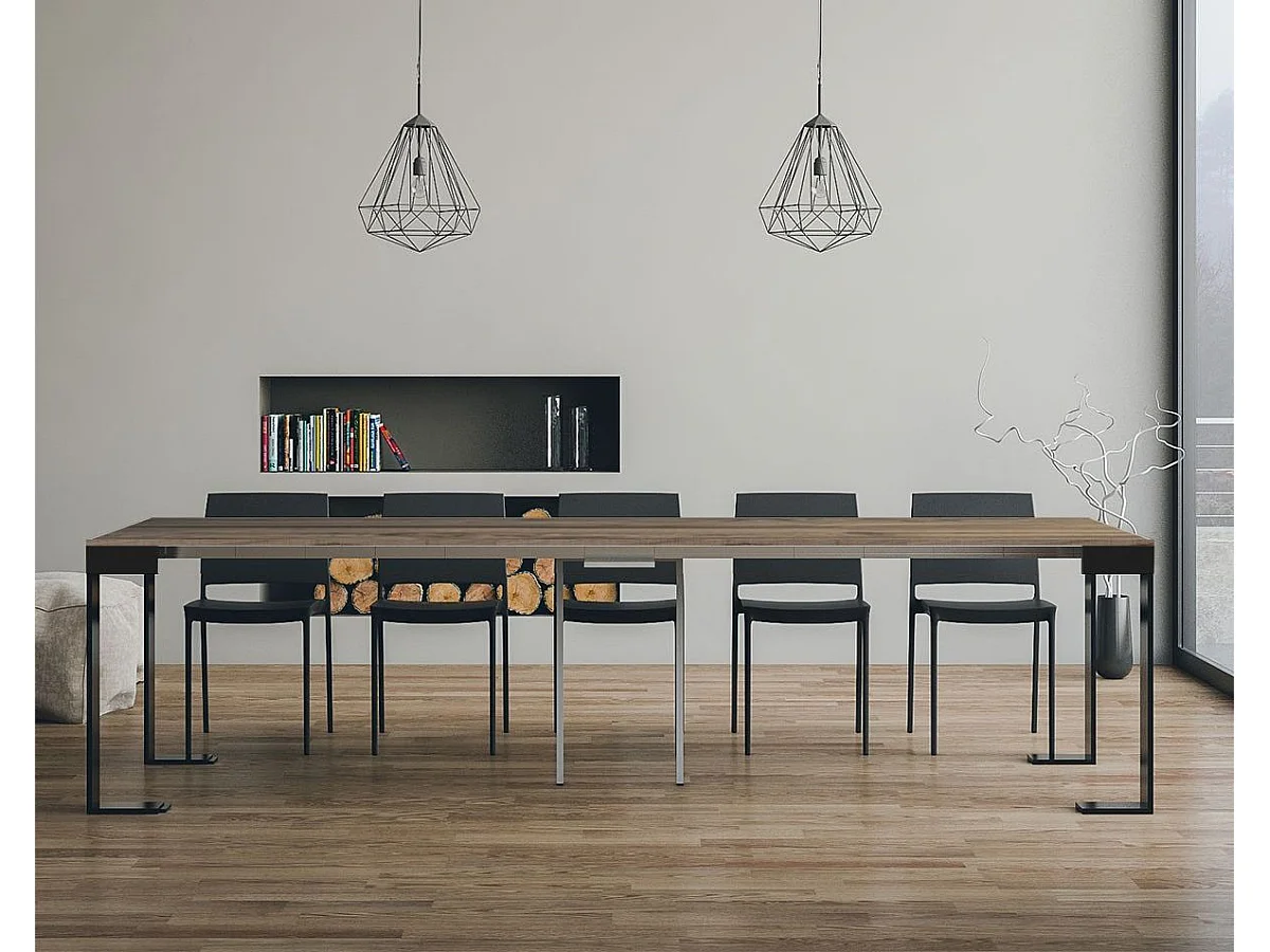 Console extensible 90x40/300 cm Tecno Evolution chêne nature cadre anthracite