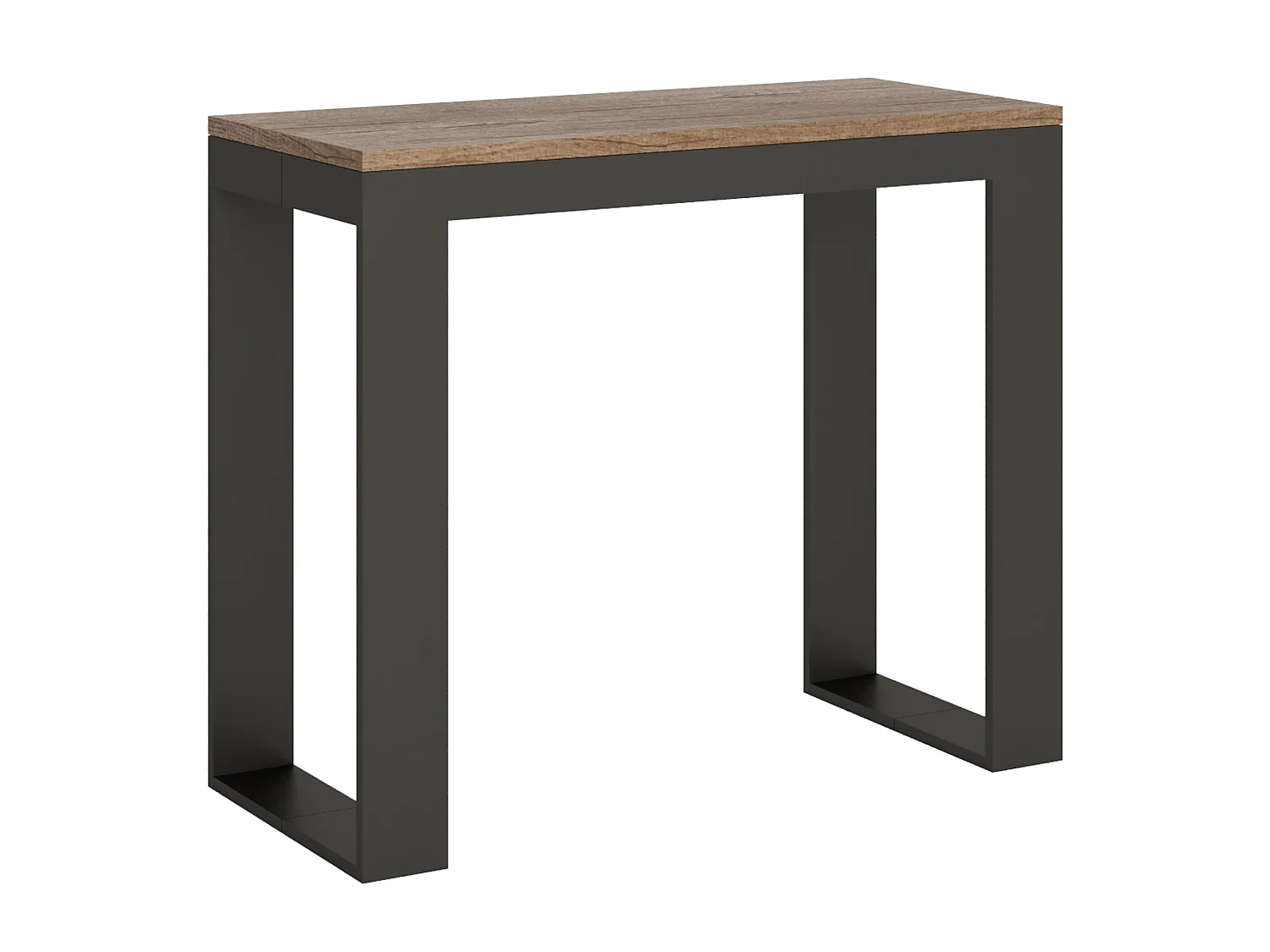 Ausziehbarer Konsolentisch 90x40/300 cm Tecno Evolution Eiche Natur mit Eisenrahmen aus Anthrazit