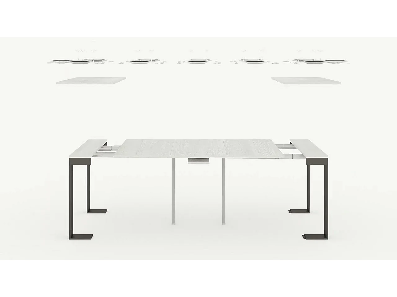 Konsola rozkładana 90x40/300 cm Tecno Evolution Dąb naturalny rama w kolorze Antracytu