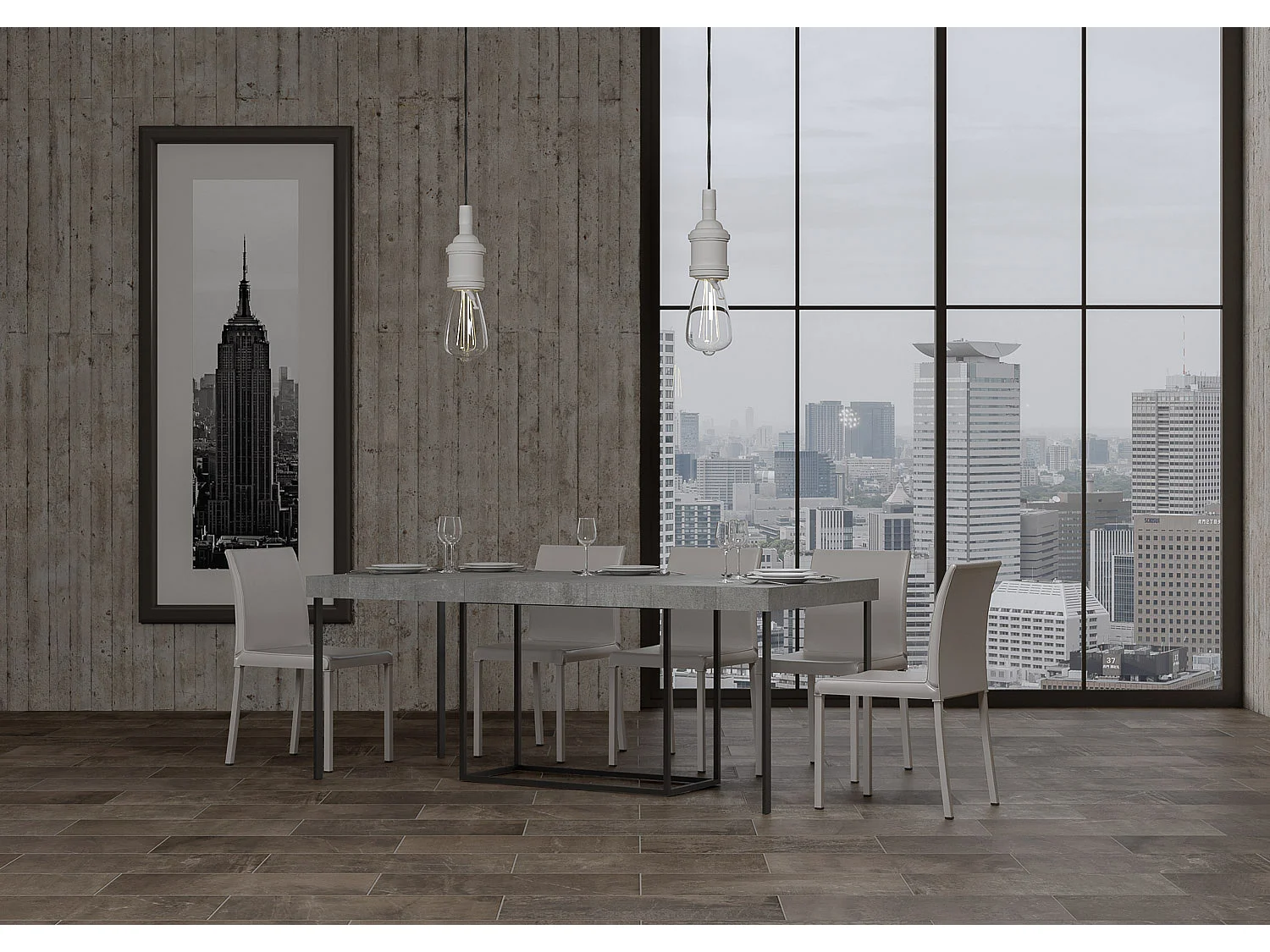 Konsola rozkładana 90x40/300 cm Nordica Premium Struktura Cementowa Antracyt