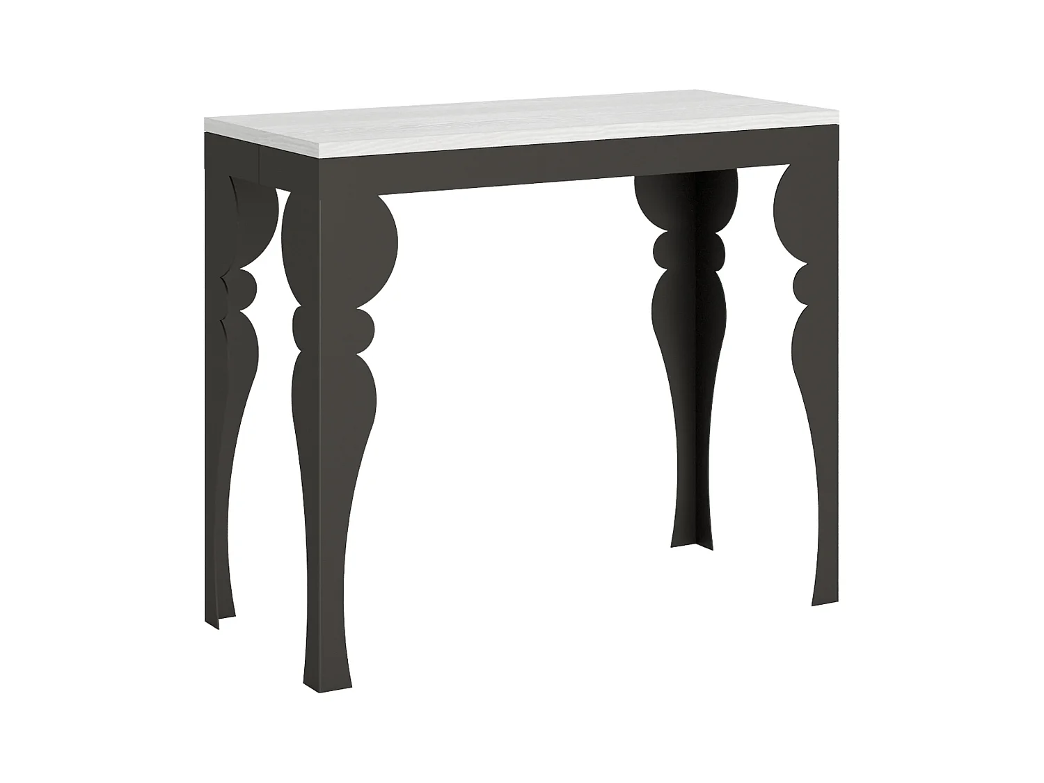 Console extensible 90x40/300 cm Paxon Evolution Frêne Blanc cadre Anthracite