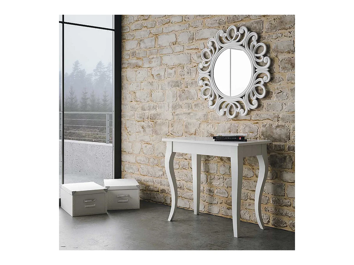 Uitschuifbare sidetable 90x48/308 cm Olanda eiken wit