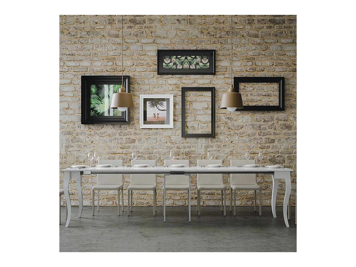 Uitschuifbare sidetable 90x48/308 cm Olanda eiken wit