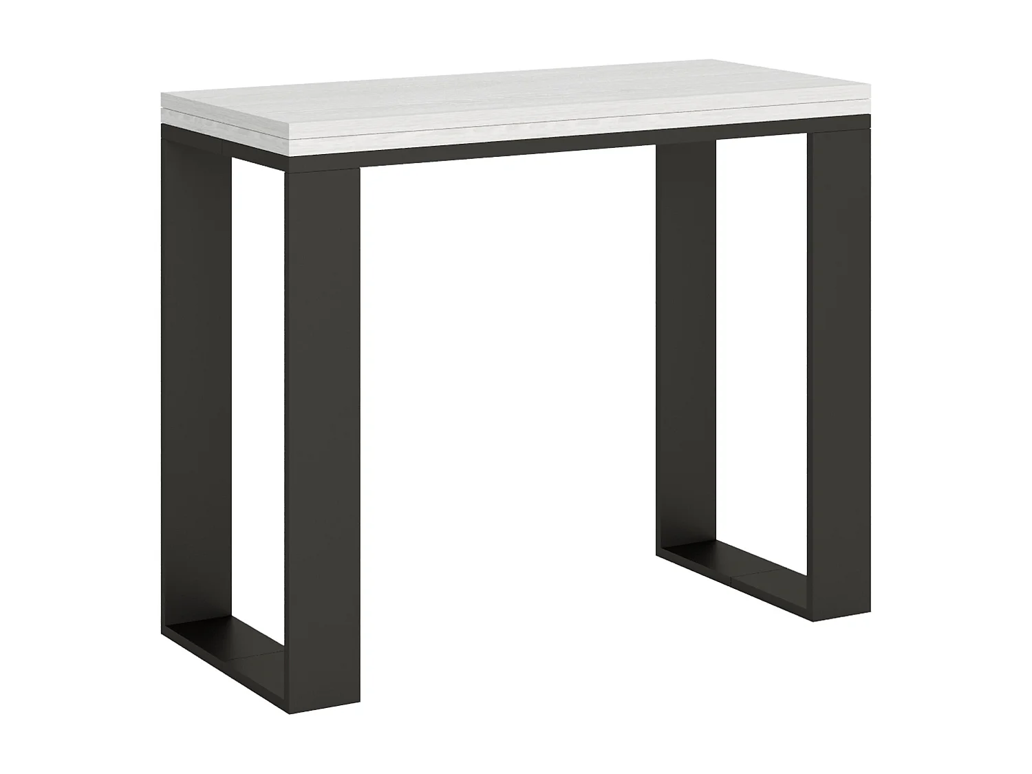 Uitschuifbare sidetable 90x40/300 cm Tecno eiken wit met antraciet frame