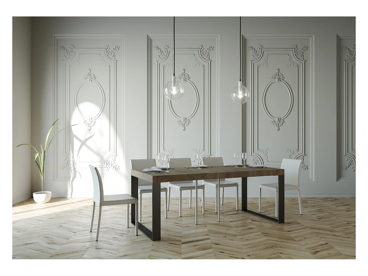 Rozkładana konsola 90x40/300 cm Elettra Premium Orzech Antracyt Struktura