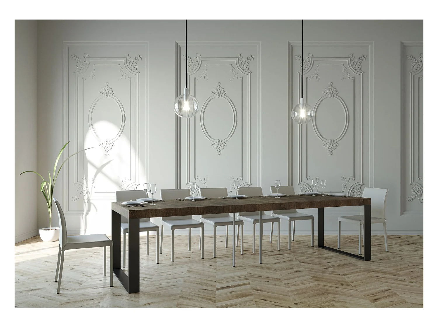 Rozkładana konsola 90x40/300 cm Elettra Premium Orzech Antracyt Struktura