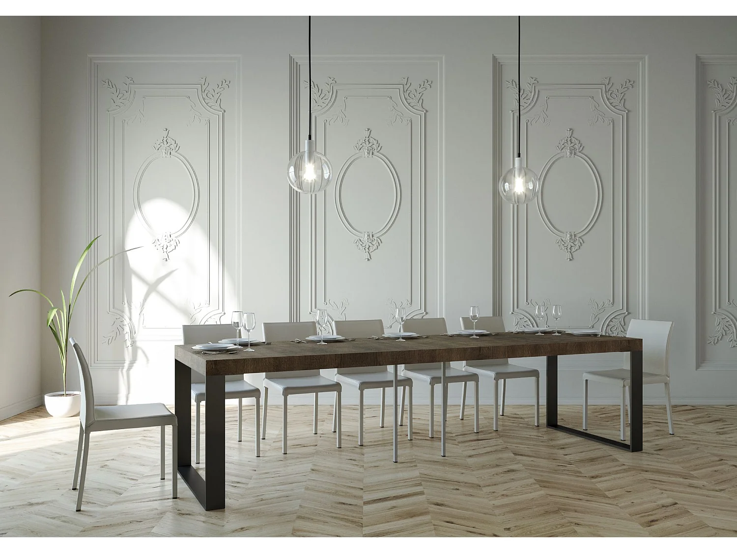 Rozkładana konsola 90x40/300 cm Elettra Premium Orzech Antracyt Struktura