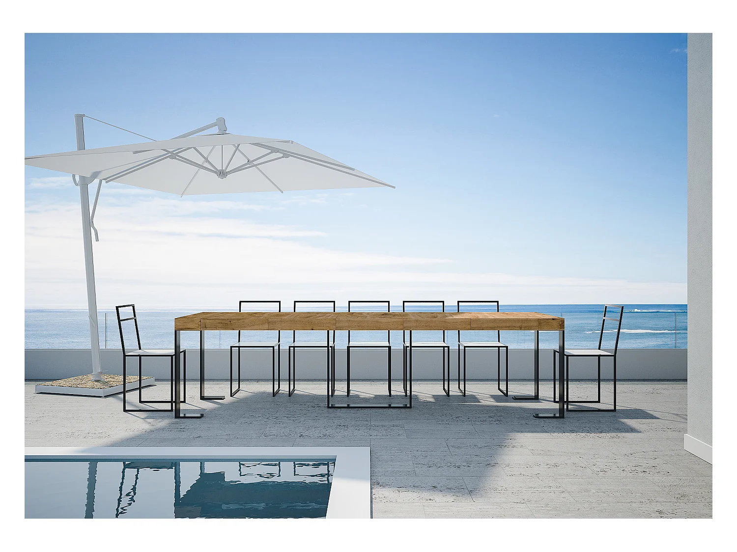 Rozkładana konsola 90x40/290 cm Futura Premium barwiona jodła antracytowa