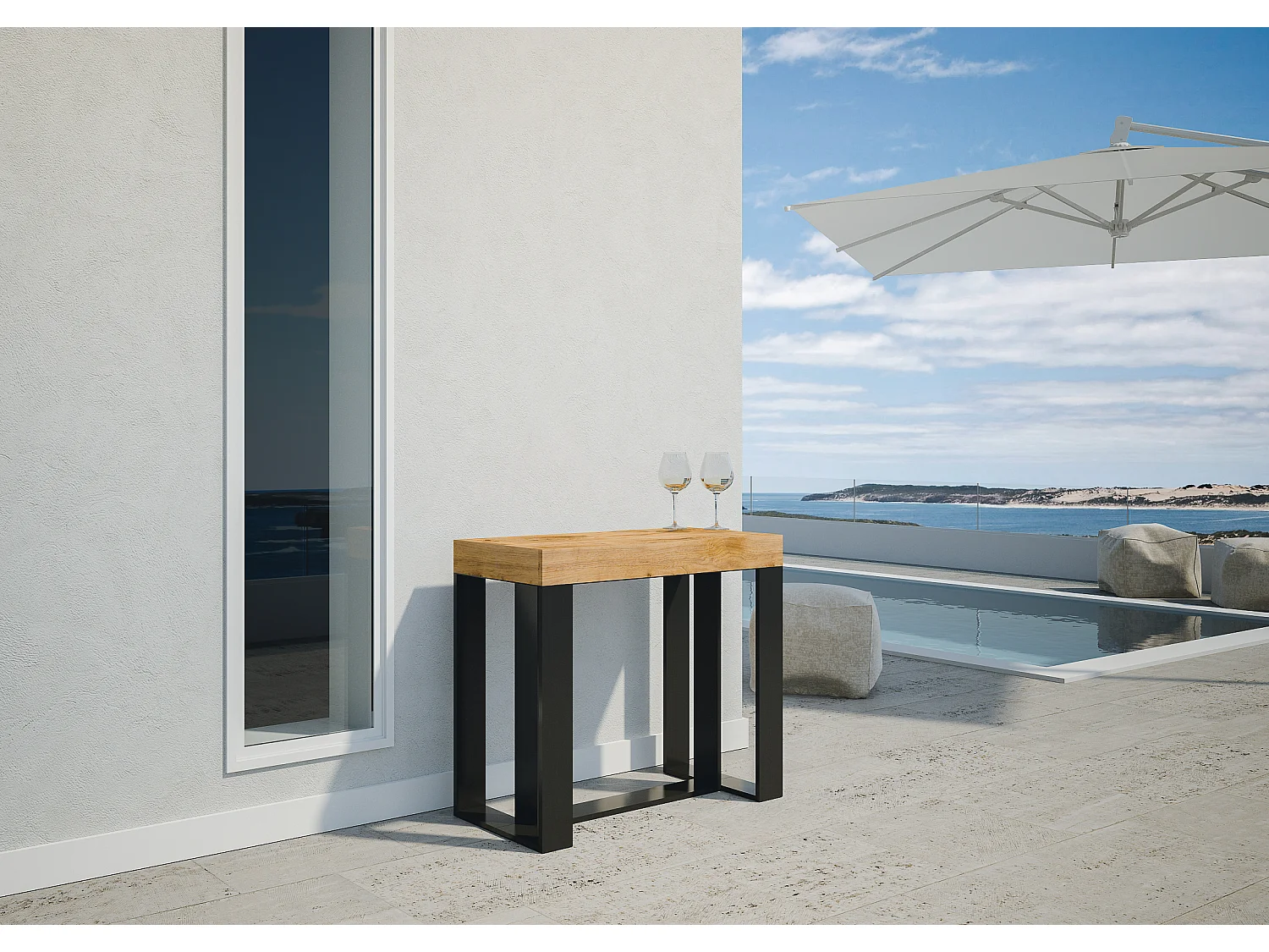 Consola extensible 90x40/290 cm Futura Premium Estructura Abeto Teñido Antracita