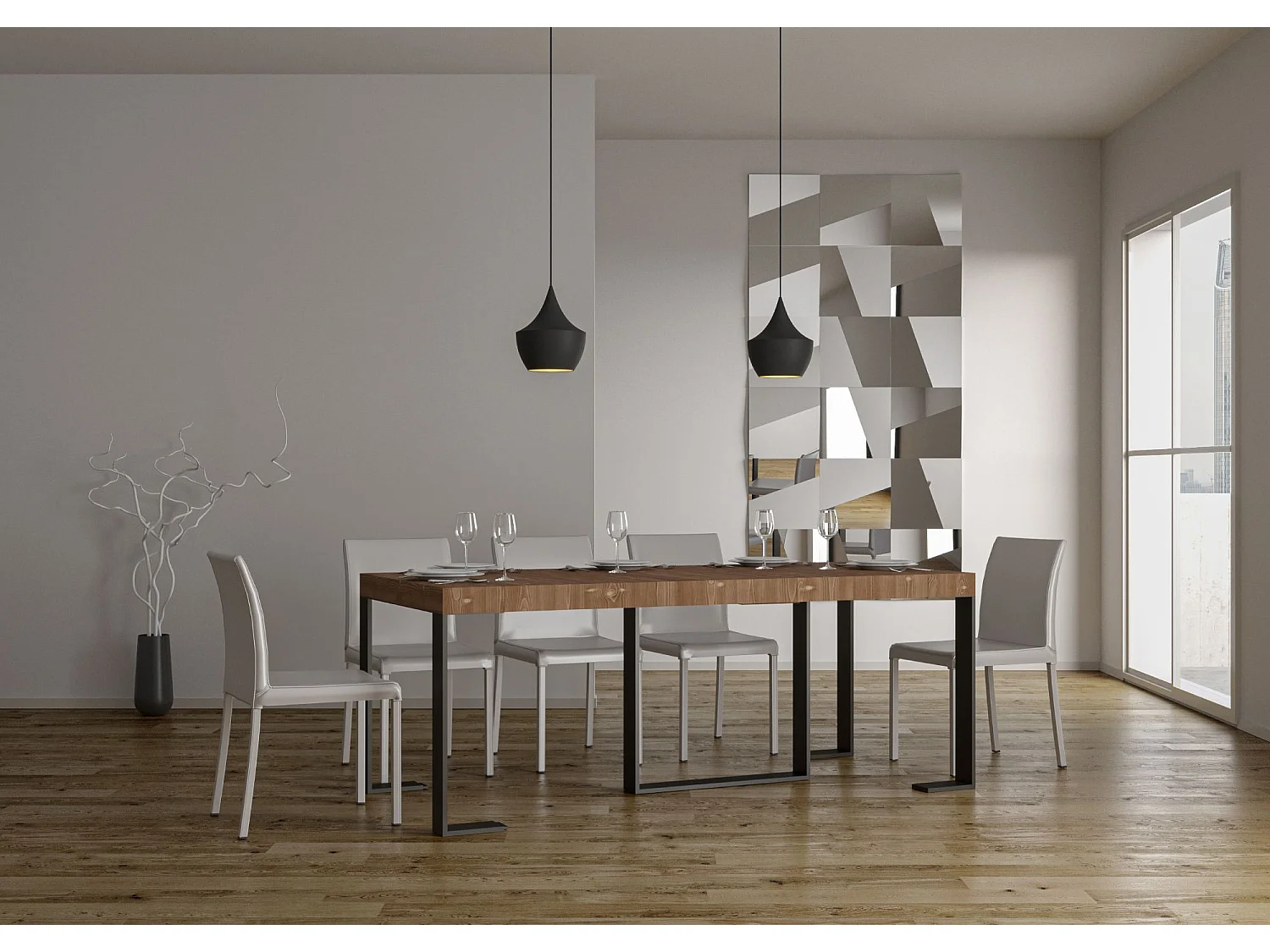 Consola extensible 90x40/290 cm Futura Premium Estructura Abeto Teñido Antracita