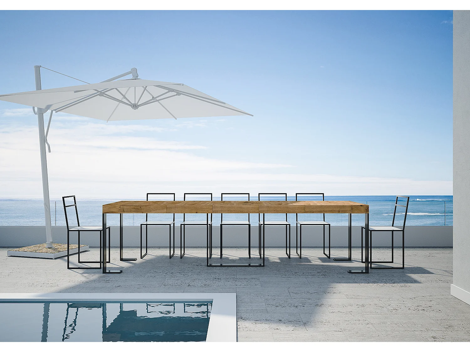 Consola extensible 90x40/290 cm Futura Premium Estructura Abeto Teñido Antracita