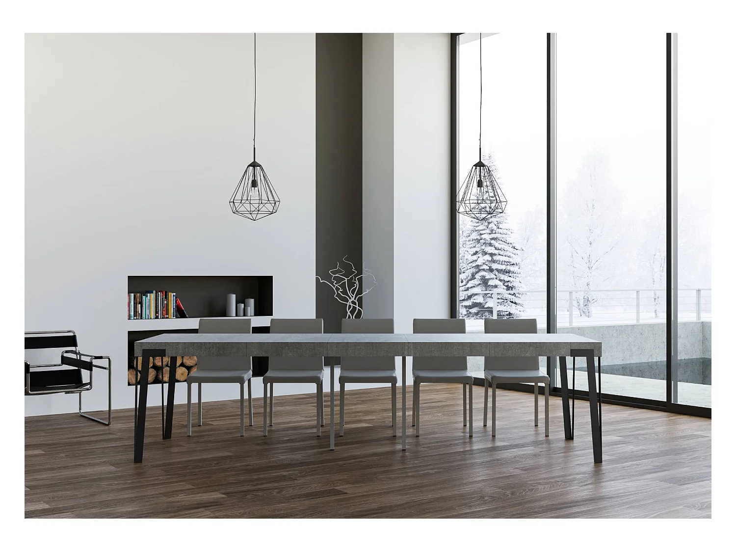 Wysuwana konsola 90x40/300 cm Rio Premium Struktura Cementowa Antracyt