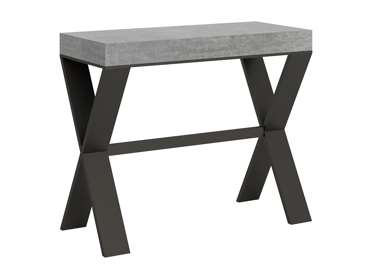 Console extensible 90x40/300 cm Xenia Gris Béton cadre Anthracite