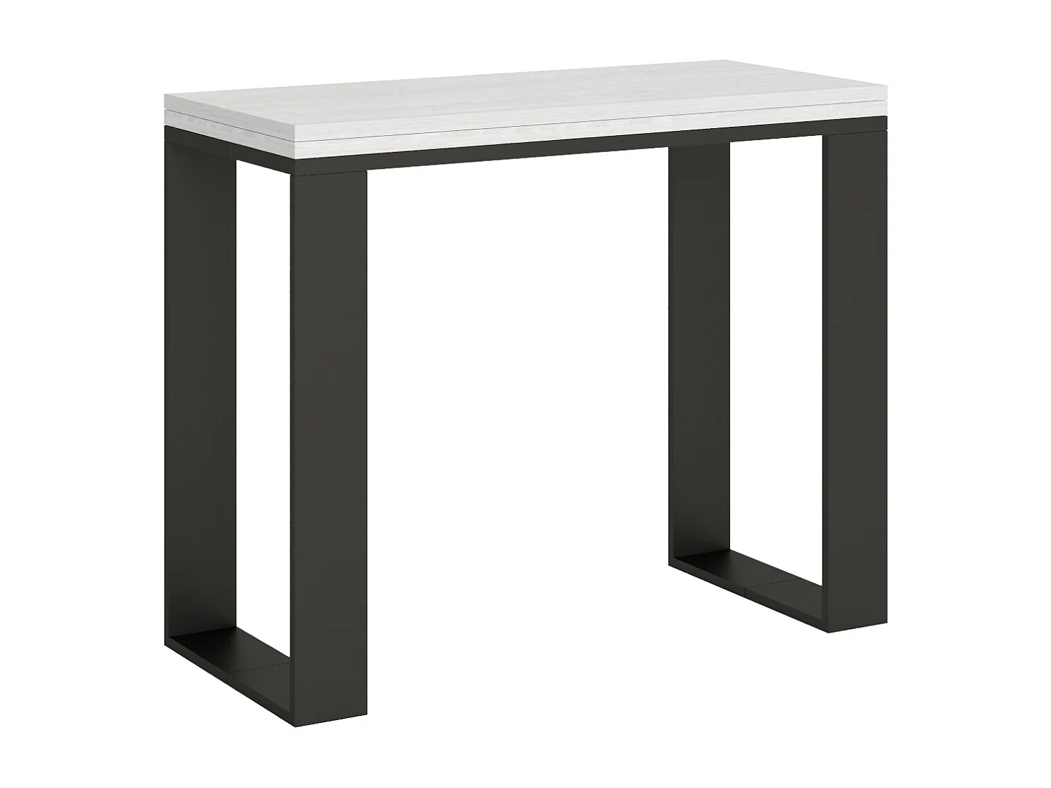Console extensible portefeuille 90x45/90 cm Tecno Libra Frêne Blanc cadre Anthracite