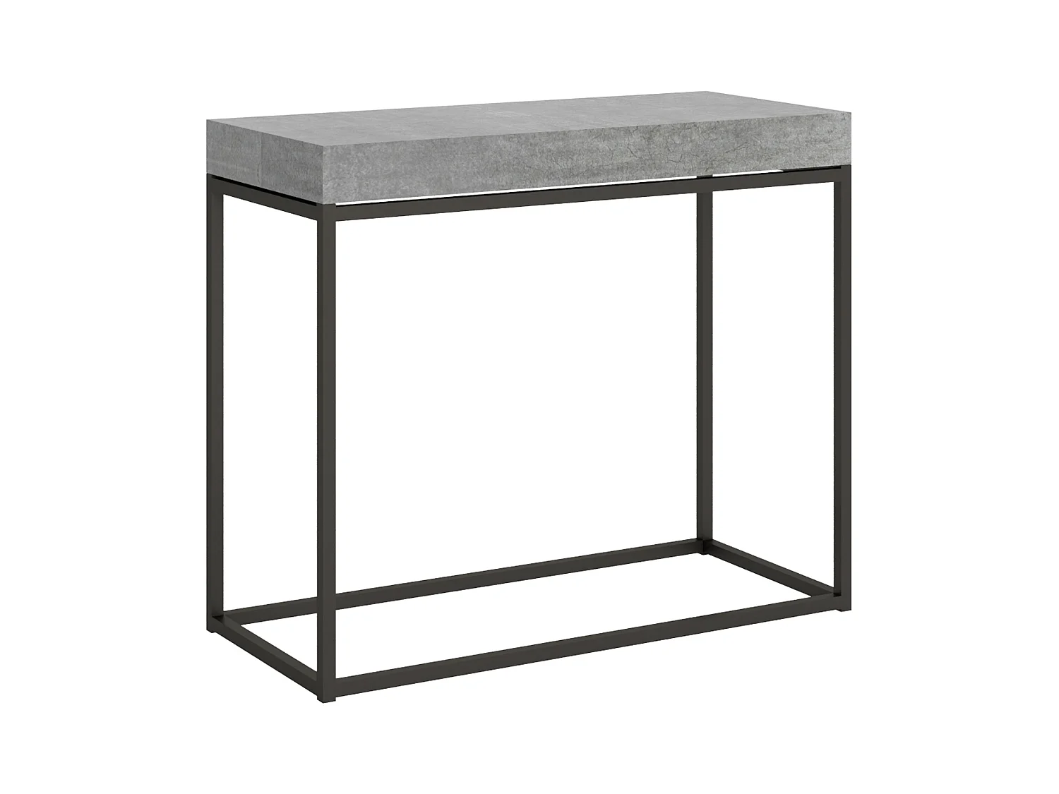 Console extensible 90x40/300 cm Nordica Gris Béton cadre Anthracite