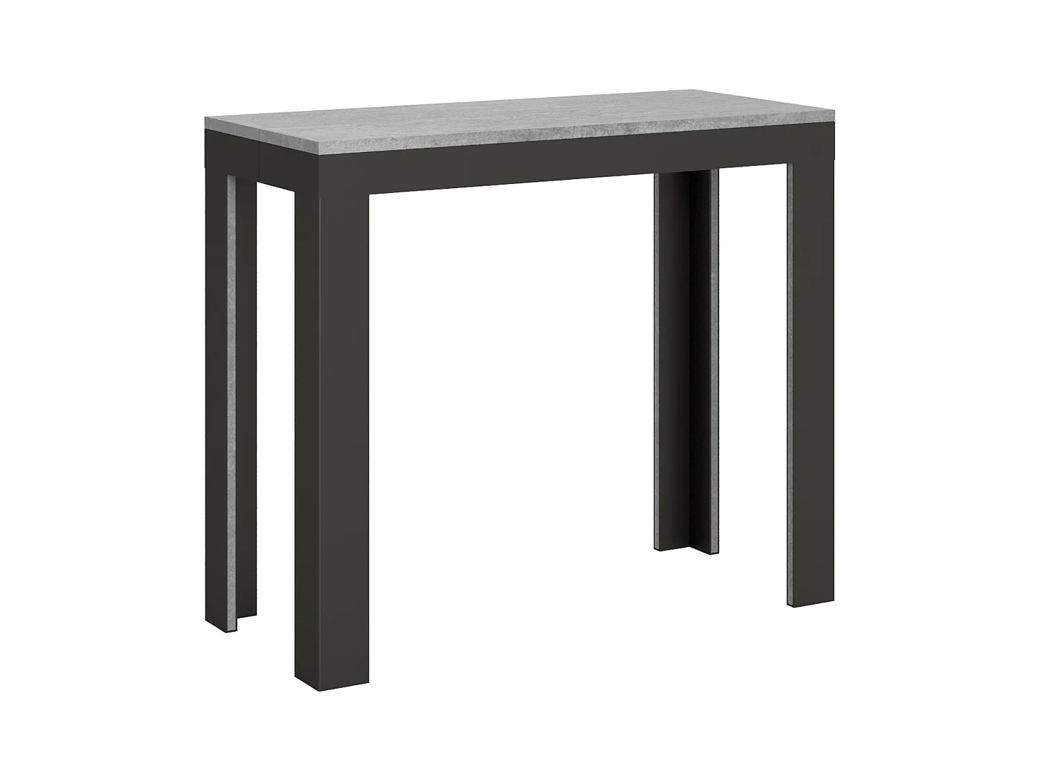 Uitschuifbare sidetable 90x40/300 cm Linea Evolution cement met antraciet frame