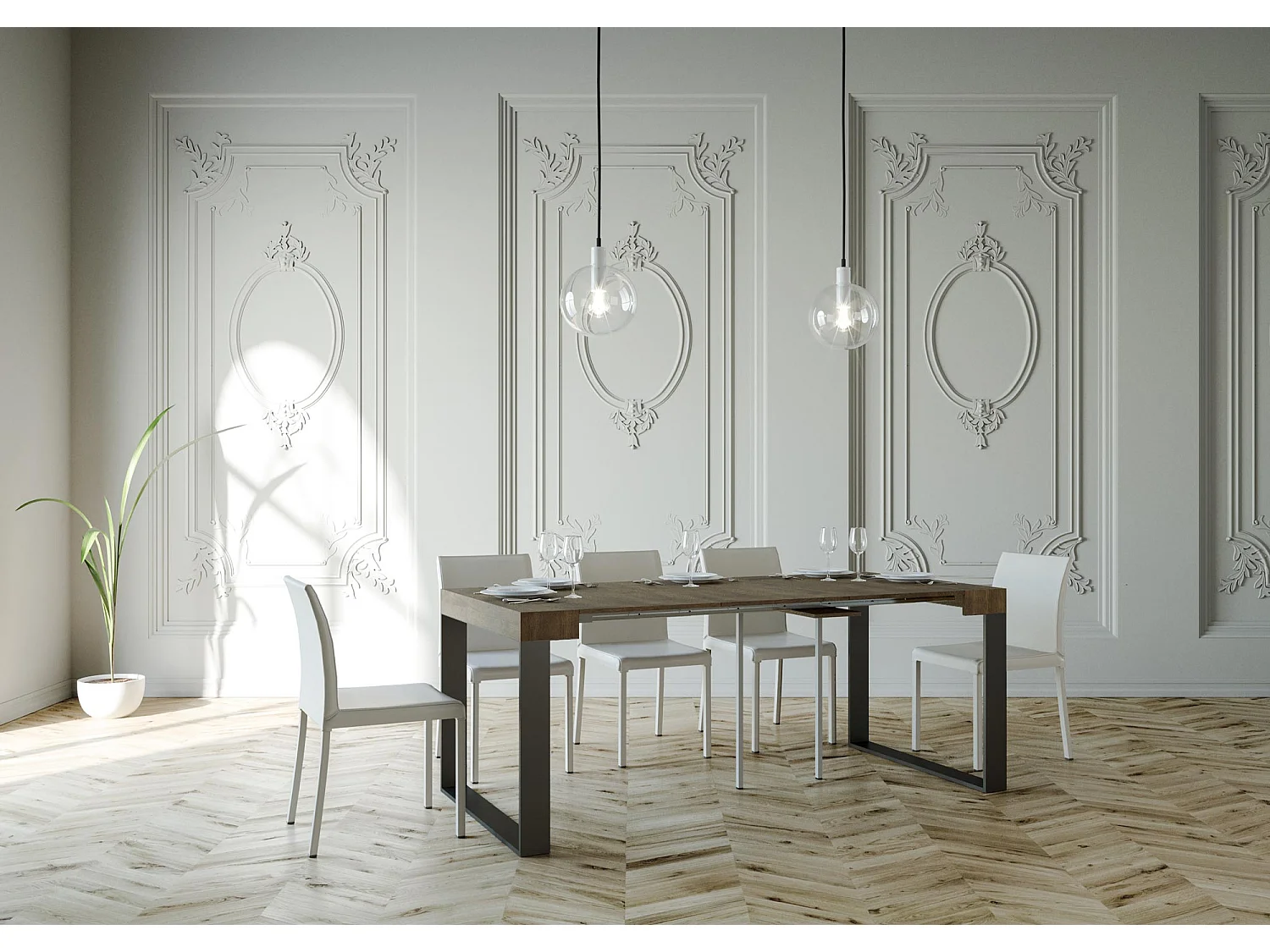 Console extensible 90x40/300 cm Elettra Noyer cadre Anthracite